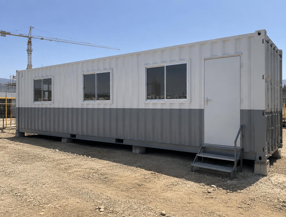 40ft Portable Office Container — Door-end elevation and locking gear
