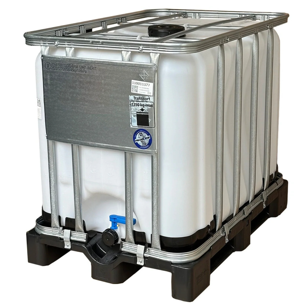1000L IBC Water Storage Tank with Outlet Valve at our depot