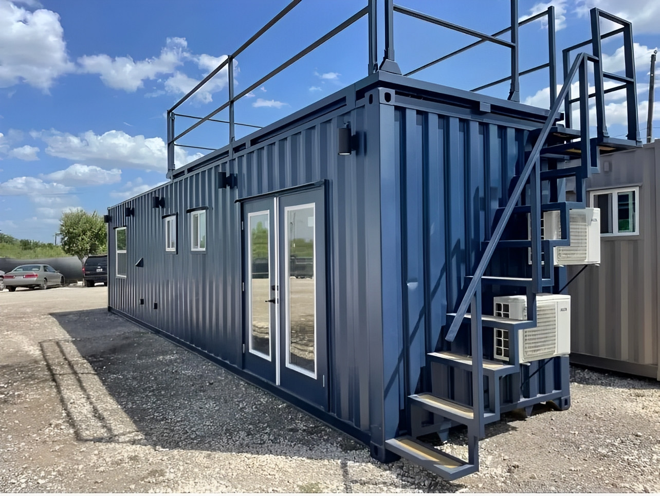 Custom 40ft Luxury One-Bedroom Container Home — Side panel and corrugation detail