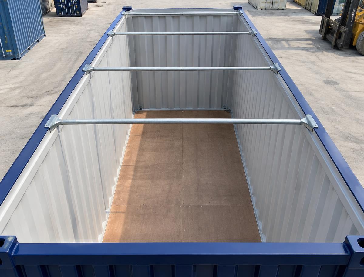 10ft Open Top Shipping Container — Side panel and corrugation detail
