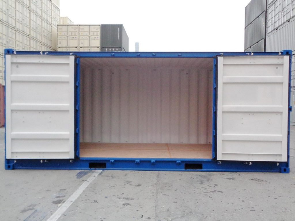 20ft Full Side Access Open Side Container — Door-end elevation and locking gear