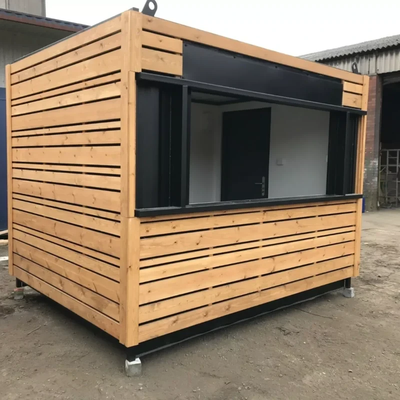 10ft x 8ft Spaza Shop Container — Door-end elevation and locking gear