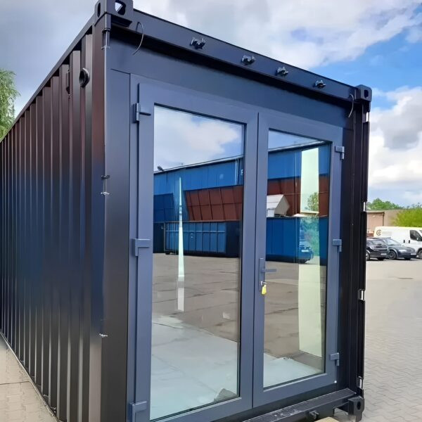 40ft Villa-Style Container House — Door-end elevation and locking gear