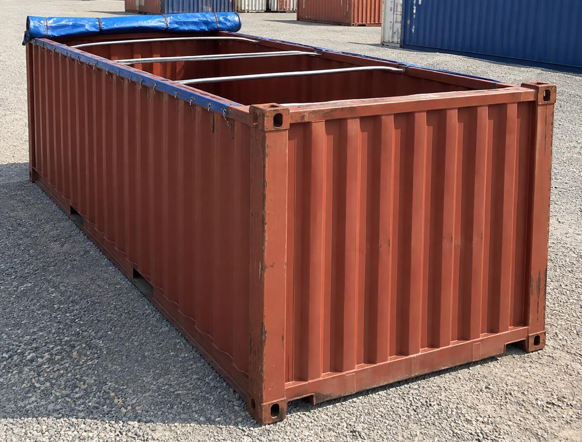 20ft Open Top Shipping Container — Door-end elevation and locking gear