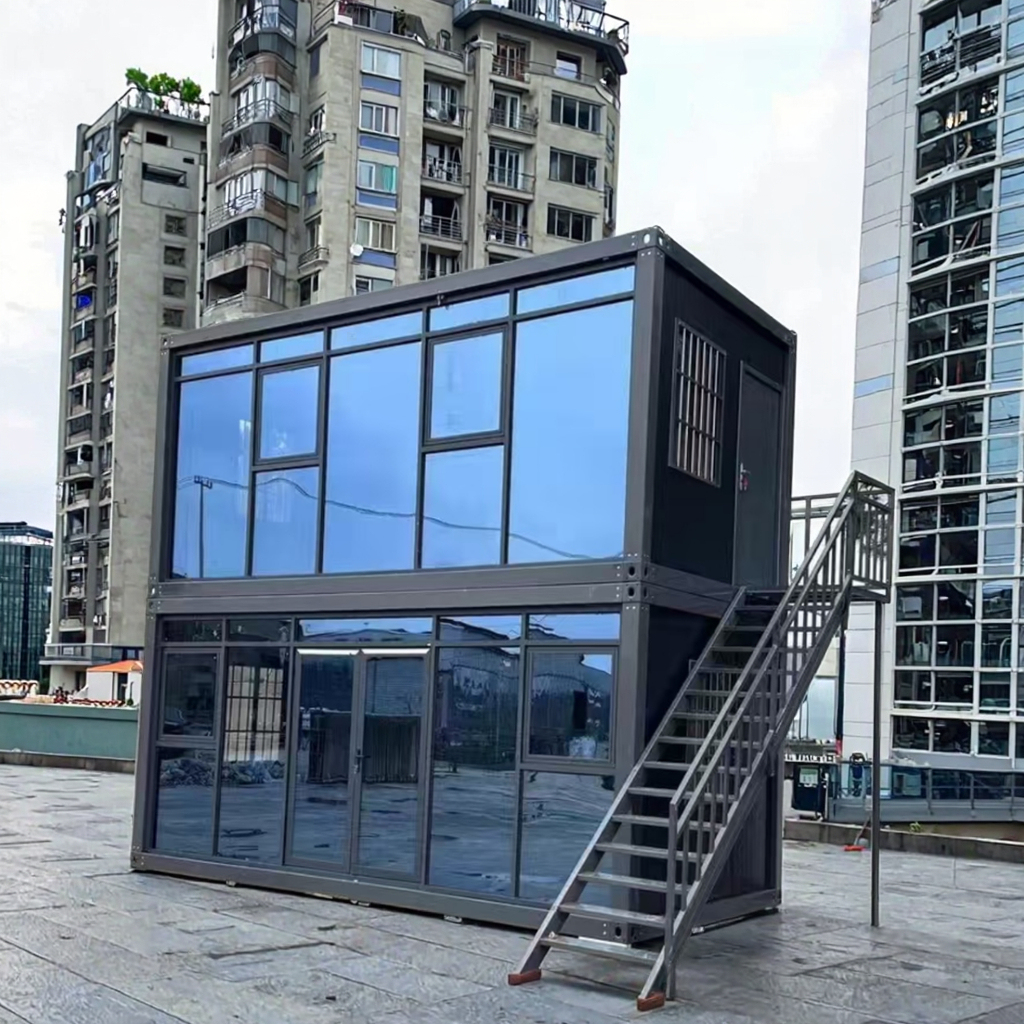 Modern Flat Pack Steel Container House — Complete Modular Unit — Door-end elevation and locking gear