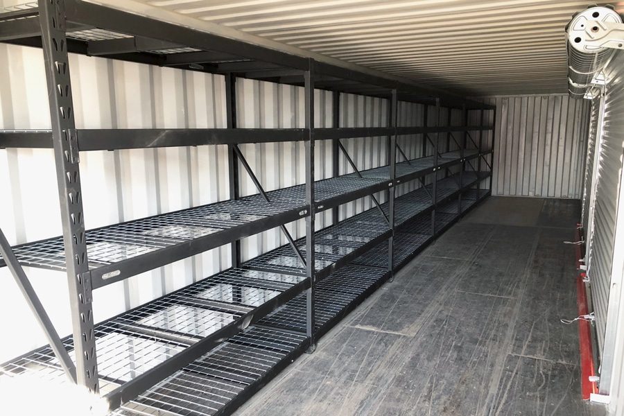 Heavy-Duty Container Shelf — In use