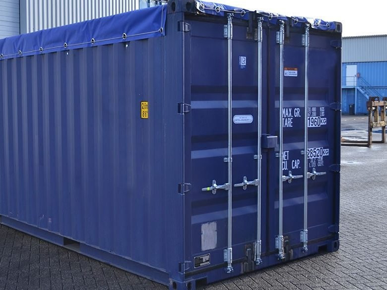 20ft High Cube Open Top Shipping Container — Door-end elevation and locking gear