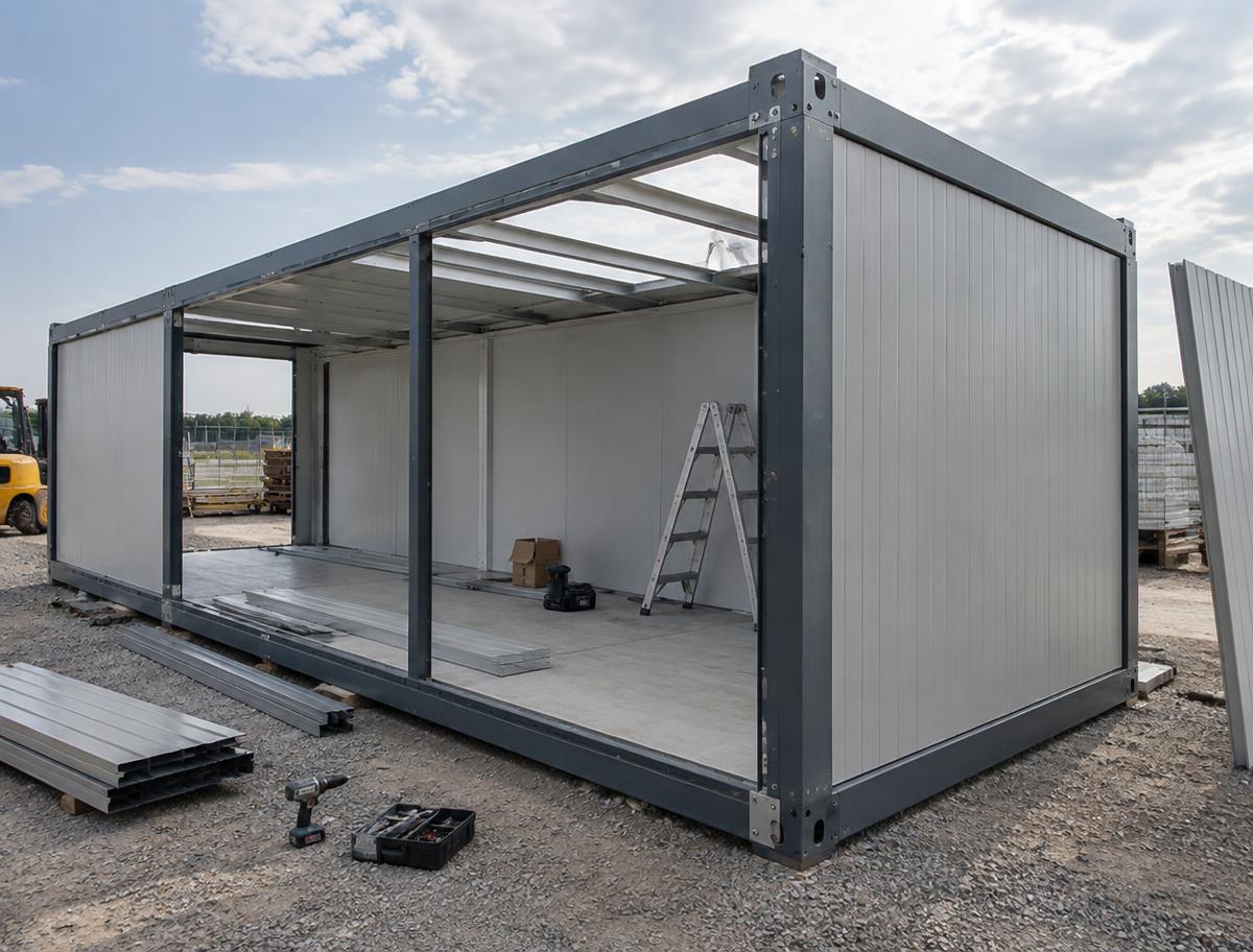 40ft Flat Pack Steel Building — Side panel and corrugation detail