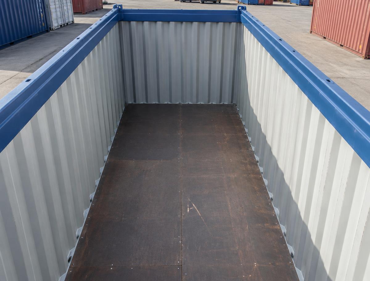 20ft Open Top Shipping Container — Side panel and corrugation detail