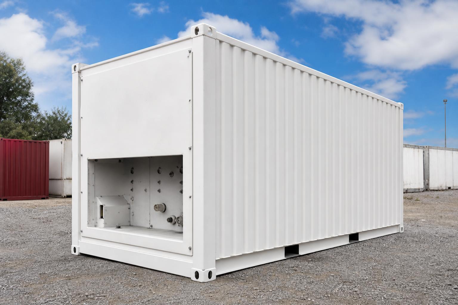 20ft Insulated Cold Store — Sealed Machinery Aperture at our depot
