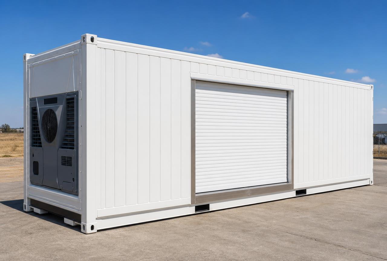 40ft High Cube Cold Room with Roller Shutter at our depot